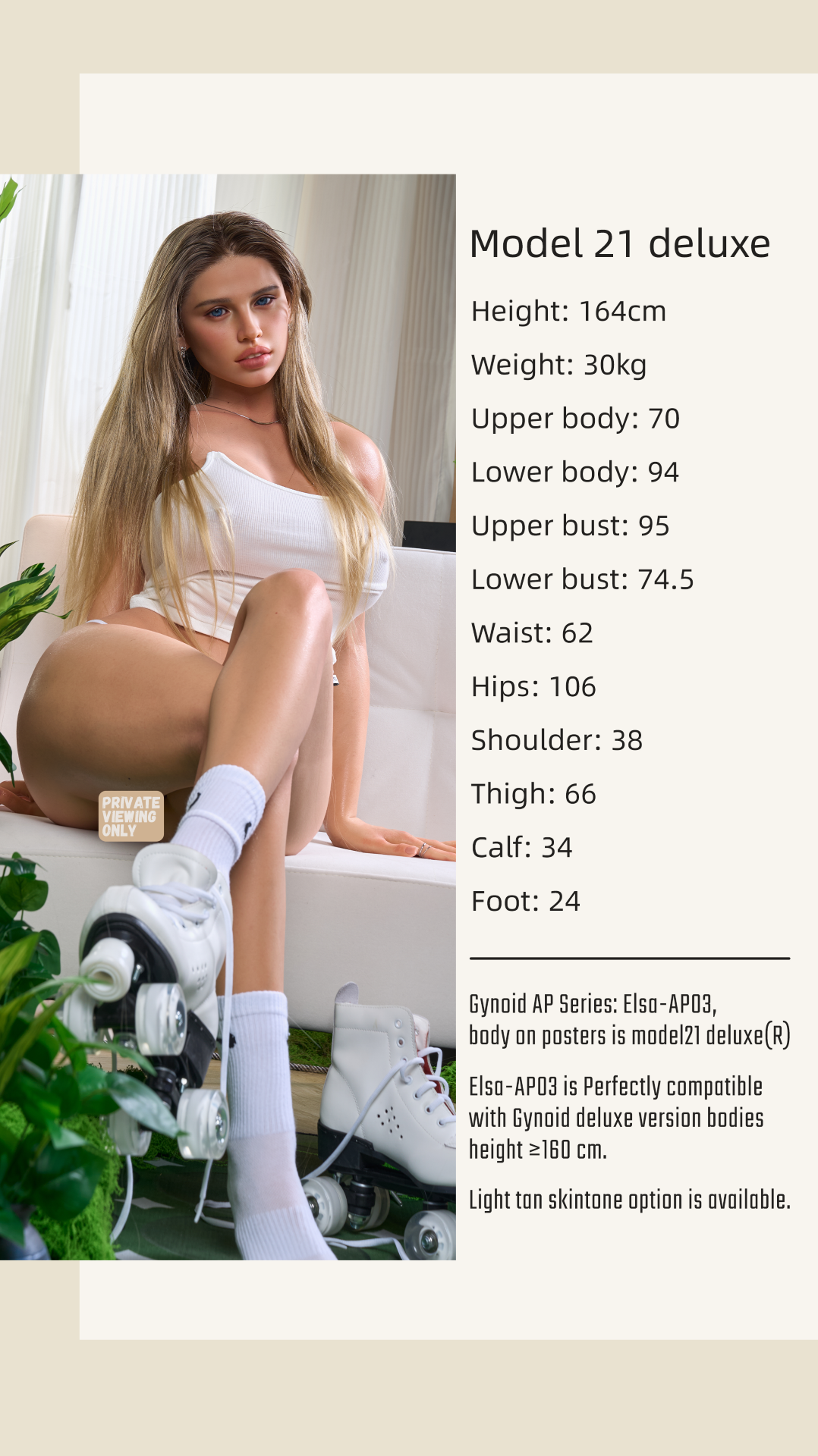 Elsa modello 21 bambola del sesso deluxe (Gynoid Doll Coppa F in silicone da 164 cm)