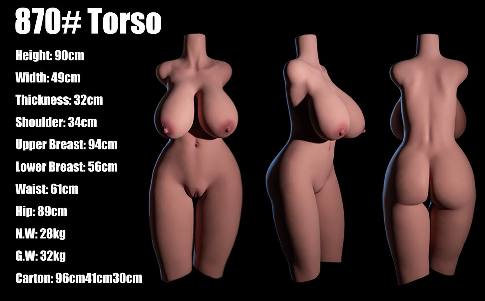 Bambola del sesso con torso berbero (Climax Doll Classic TPE tazza L da 90 cm)