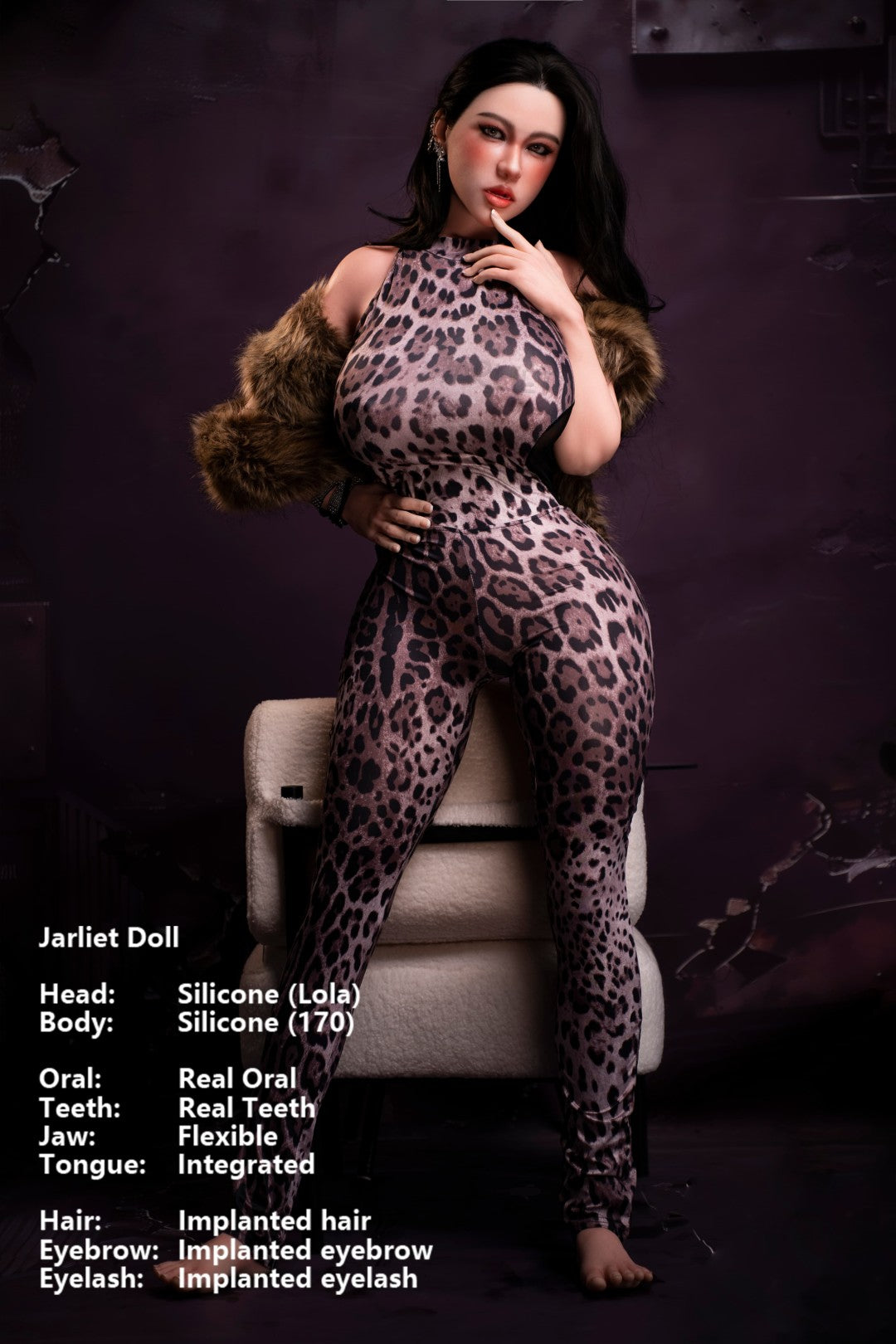 Jarliet Lola 170 cm full silicone sex doll with fair skin, Real Oral Structure, RST Real Skin Texture and implanted black hair.