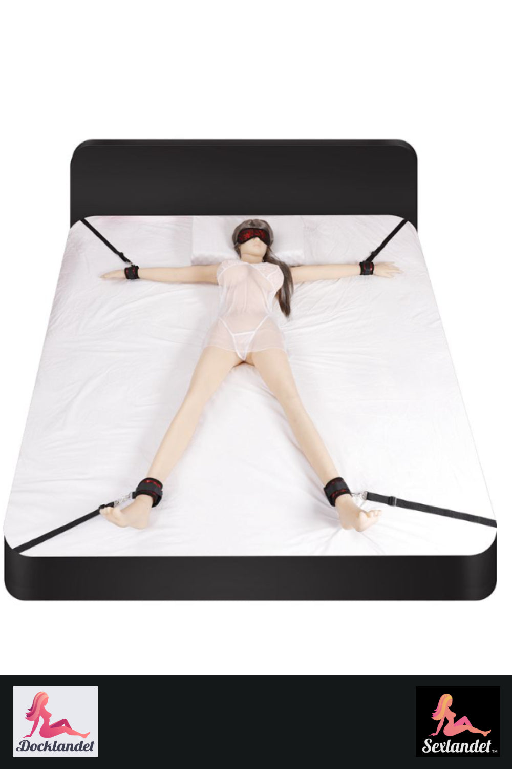 Kit BDSM - manette, vestito in pizzo e maschera per gli occhi (set con 7 parti)