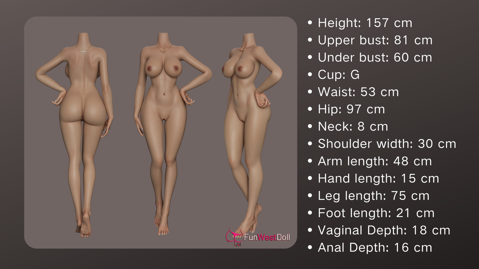 Nicole bambola del sesso (FunWest Doll Coppa G da 157 cm #036S in silicone)
