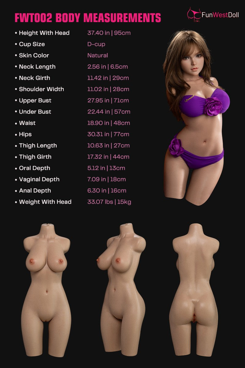 Bambola del sesso con torso di Lily (FunWest Doll Coppa D da 95 cm #036S Silicone)