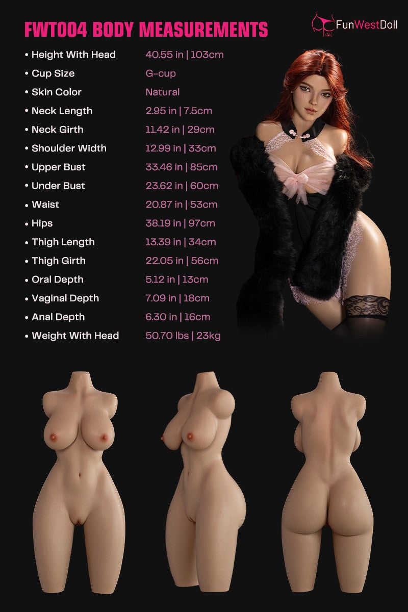 Lexie Torso bambola del sesso (FunWest Doll Coppa G da 103 cm #026S in silicone)