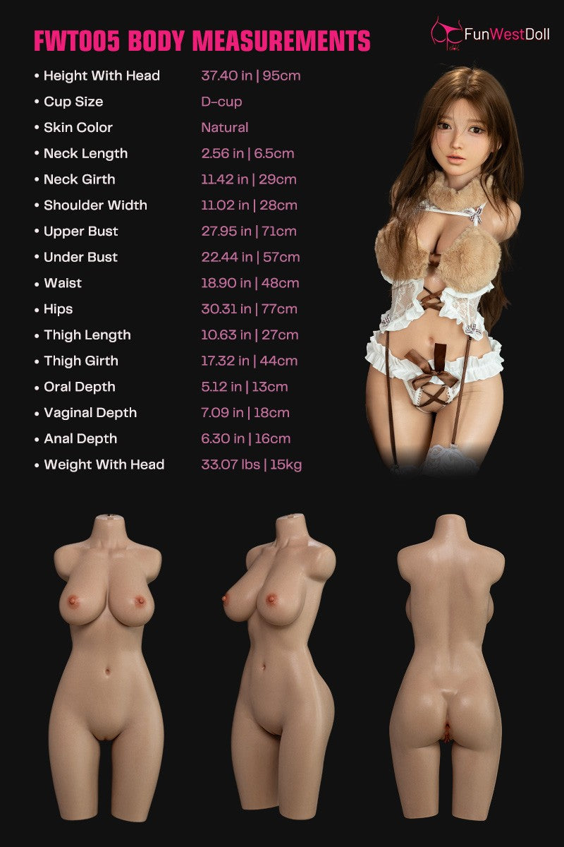 Amy Torso bambola del sesso (FunWest Doll Coppa D da 95 cm #041SJ Silicone)